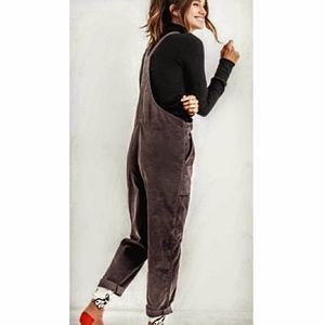 Aerie Velvet Overalls Mocha Brown Size Medium
